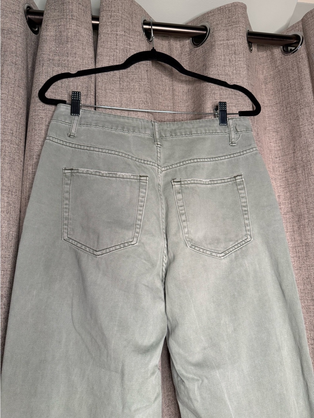 VERVET Los Angeles Sage Green Distressed Wide Leg Crop Jeans Sz 28 V2738 - Picture 5 of 8